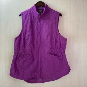 NWT Bit & Bridle Women's Full Zip Fleece Lined Quilted Vest Plum XL